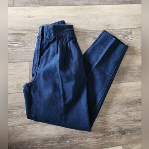 Jordache Vintage 1980' Pleated Front High Waisted Denim Blue Jeans